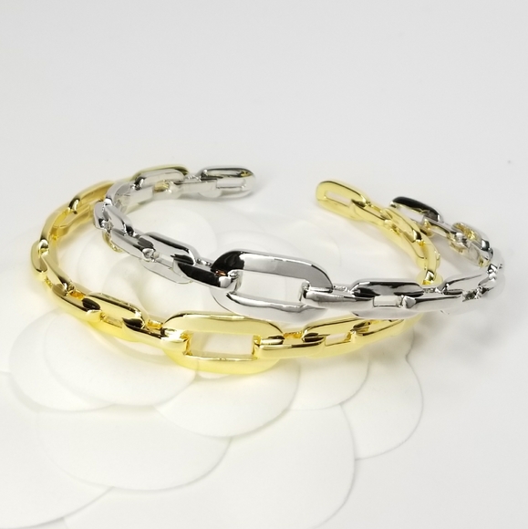 NEW Chain Links Open Cuff Bracelet Bangle - Picture 4 of 13